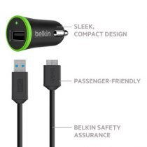 Car Charger with USB 3.0 Micro-B Cable